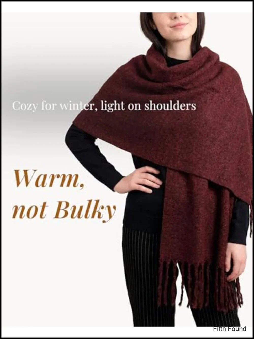 Oversized Cashmere-Feel Winter Scarf Fringe Shawl Wrap